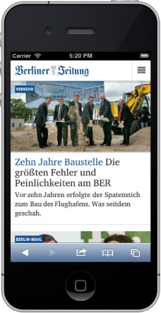 Berliner Zeitung – mobile Homepage